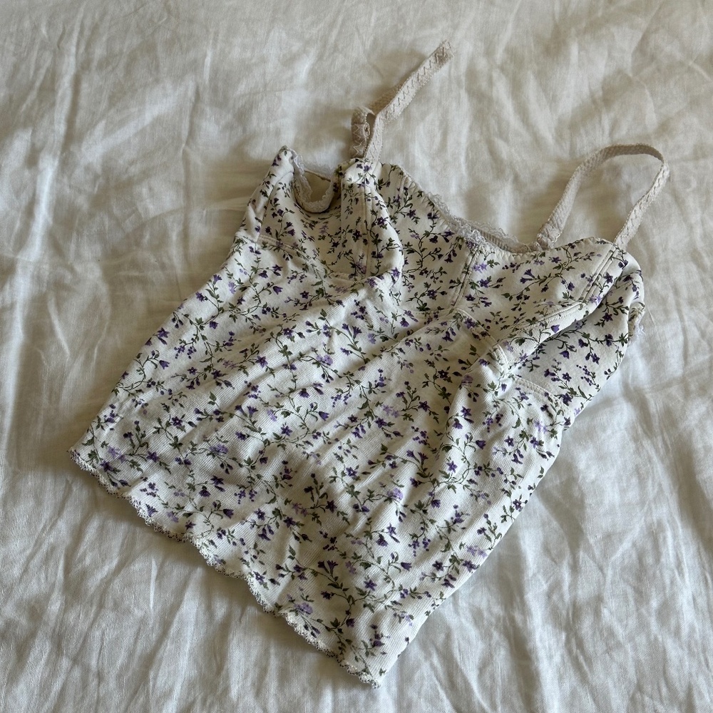 SUPER RARE Pretties Venice Cou cou intimates vibes purple / green floral tank S